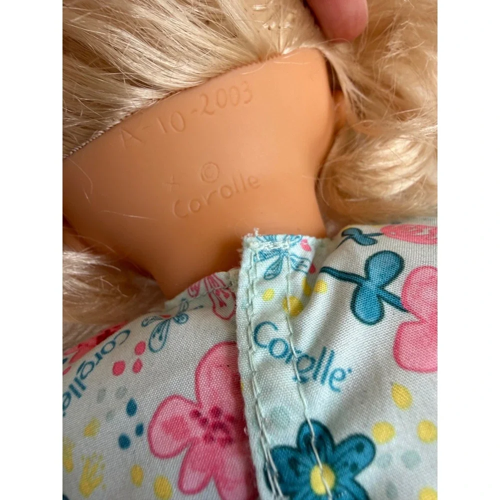 Corolle Baby Doll Girl Blonde Blue Floral Dress‎ Scented Soft Body Toy pretend